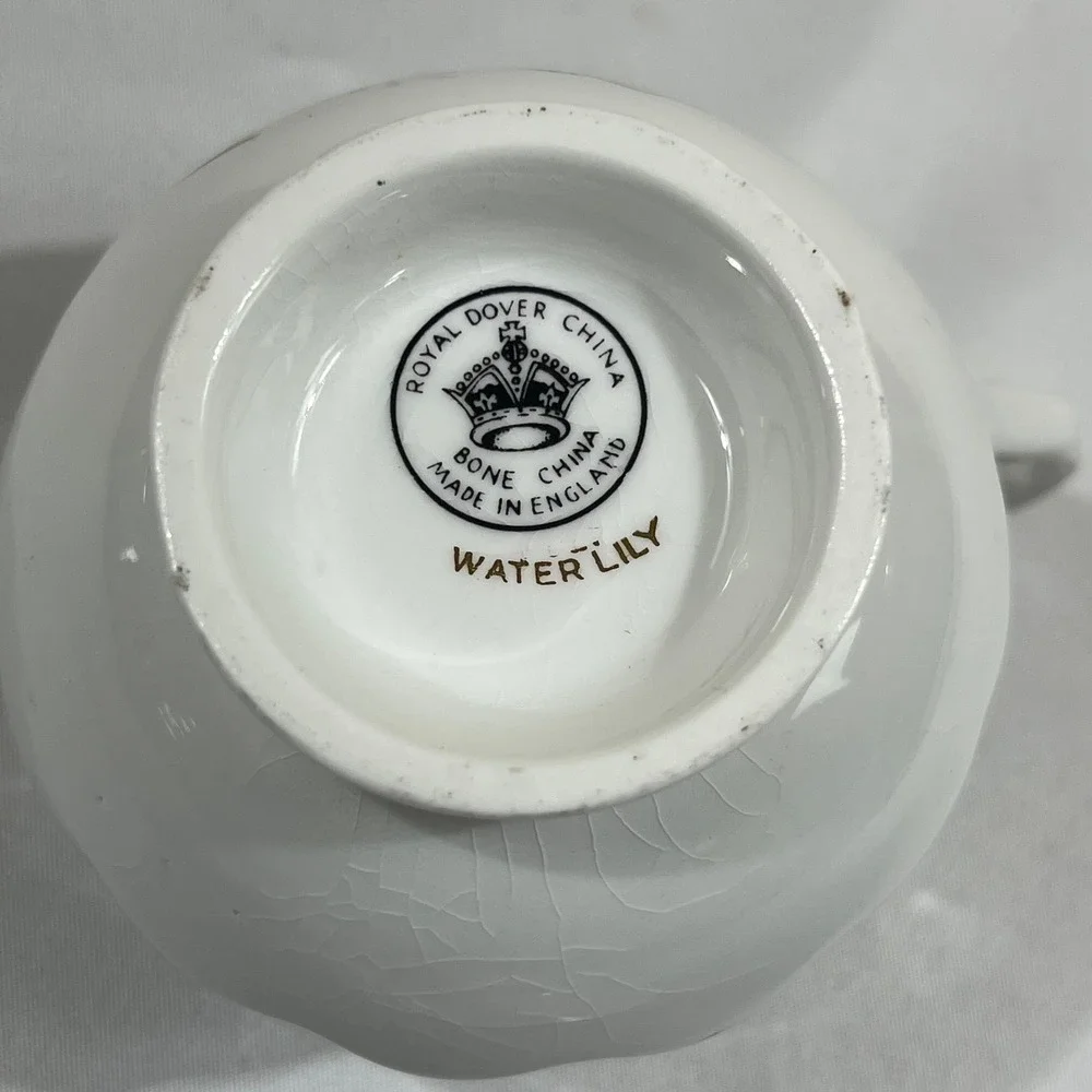 Royal Dover Tea Cup Saucer Set July Water Lily Bone China